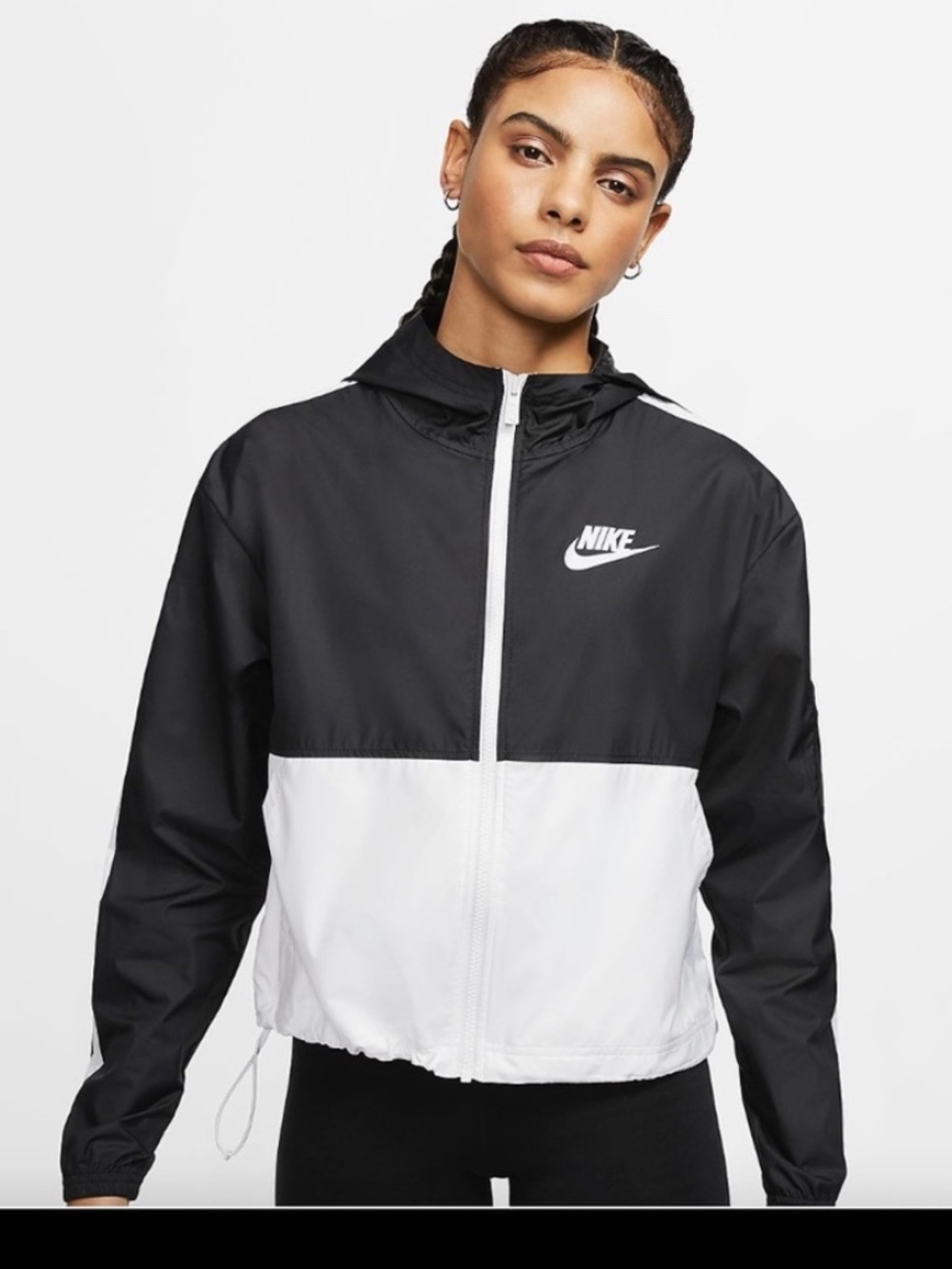 Nike Sportswear Woven Jacket Black White Cropped Dance Windbreaker Running